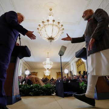 U.S. President Trump holds a joint press conference with Indian Prime Minister Modi at the White House in Washington D.C. Trump and Modi Express Optimism for an Upcoming Trade Deal